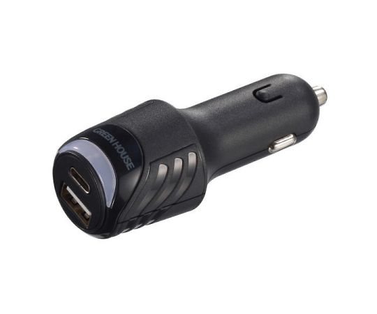 シガーソケット充電アダプタ USB A+Cコネクタ GH-CCUC2A-BK