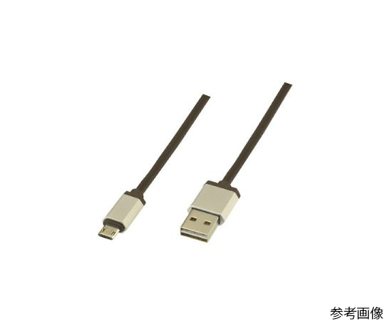 microUSB充電ケーブル 両面 2m ブラウン