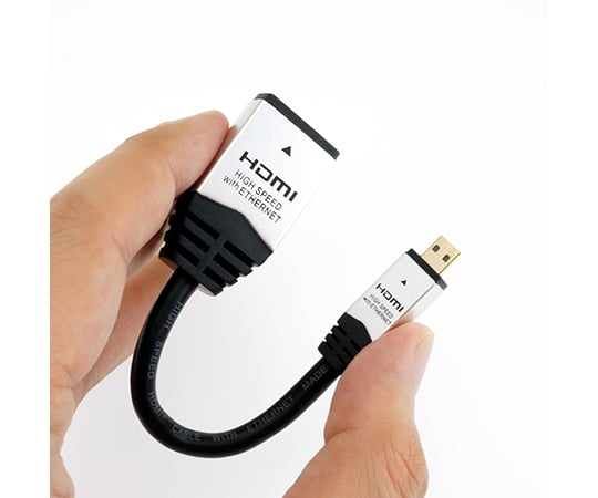 HDMIマイクロ変換アダプタ　7cm　シルバー　タイプAメス-タイプDオス