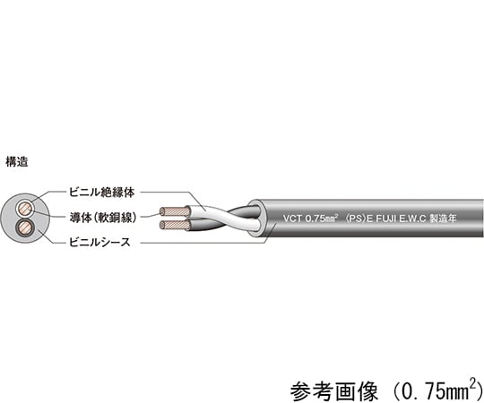 キャブタイヤケーブル　灰色　10m　VCT 3.5SQX 3C 10M JP