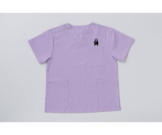 男女兼用スクラブ（くまモン刺繍入り）　イングリッシュラベンダー　3L