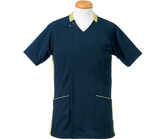 半袖スクラブジャケット（メンズ） ネイビー×グリーン M R8997-25