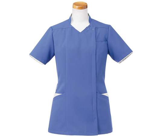 半袖スクラブジャケット（レディース）　パープル×グレイ　4L