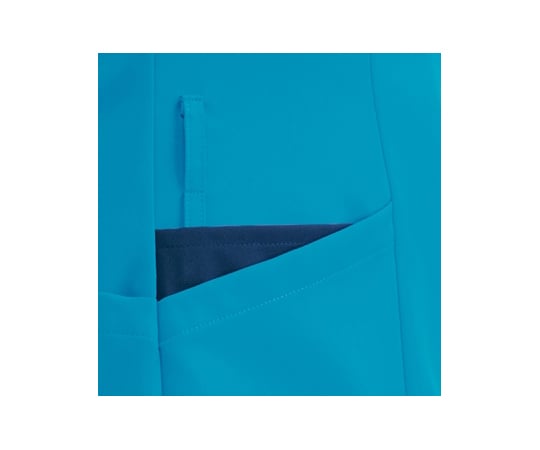 半袖スクラブジャケット（レディース）　ターコイズ×ネイビー　L