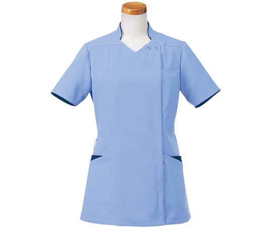 半袖スクラブジャケット（レディース）　ミディアムブルー　M