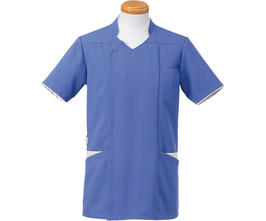 半袖スクラブジャケット（メンズ）　パープル×グレイ　4L