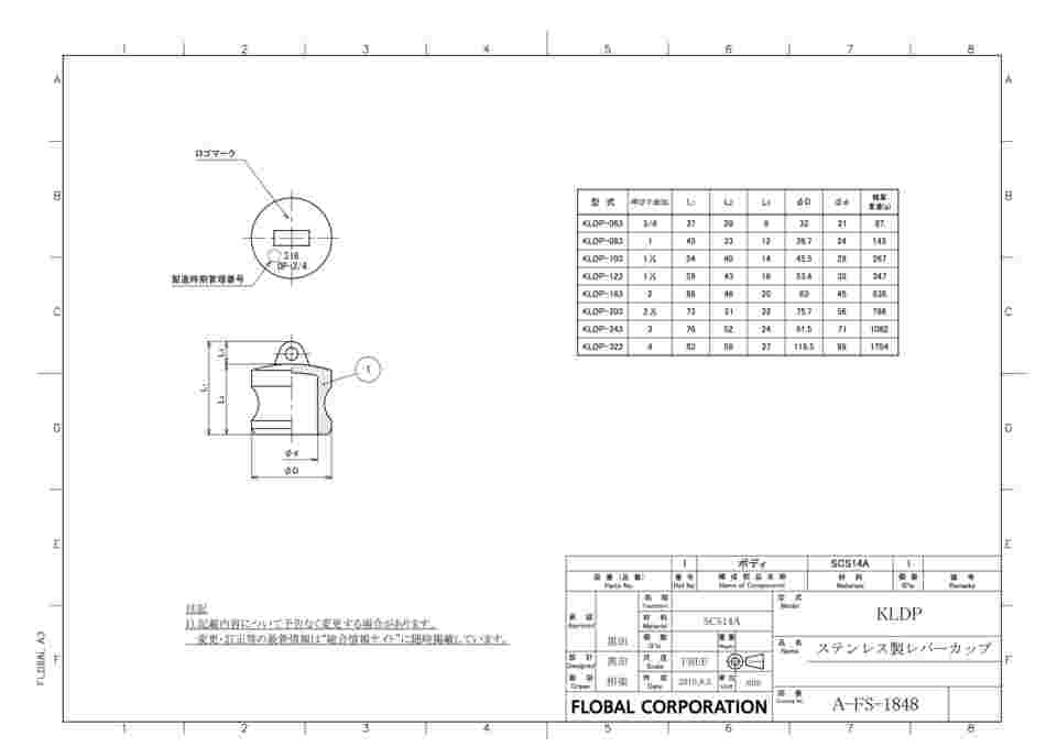 64-6477-65 レバーカップ ステンレス製 KLDP-063 【AXEL】 アズワン