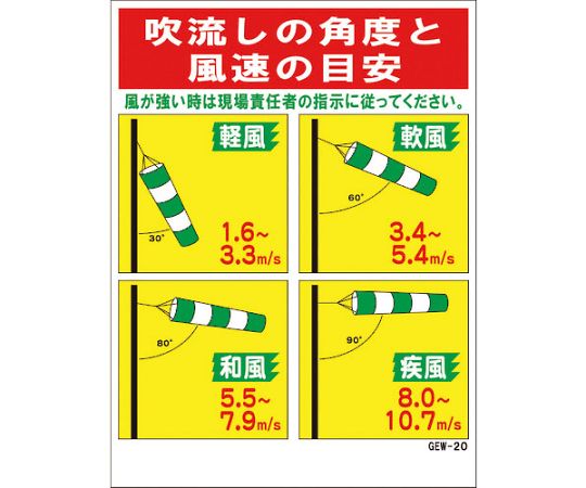 吹き流し標識　角度の目安　GEW-20