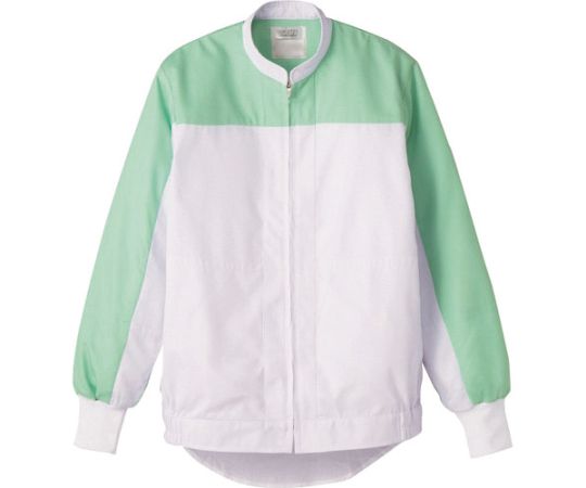 長袖ジャンパー　白Xグリーン