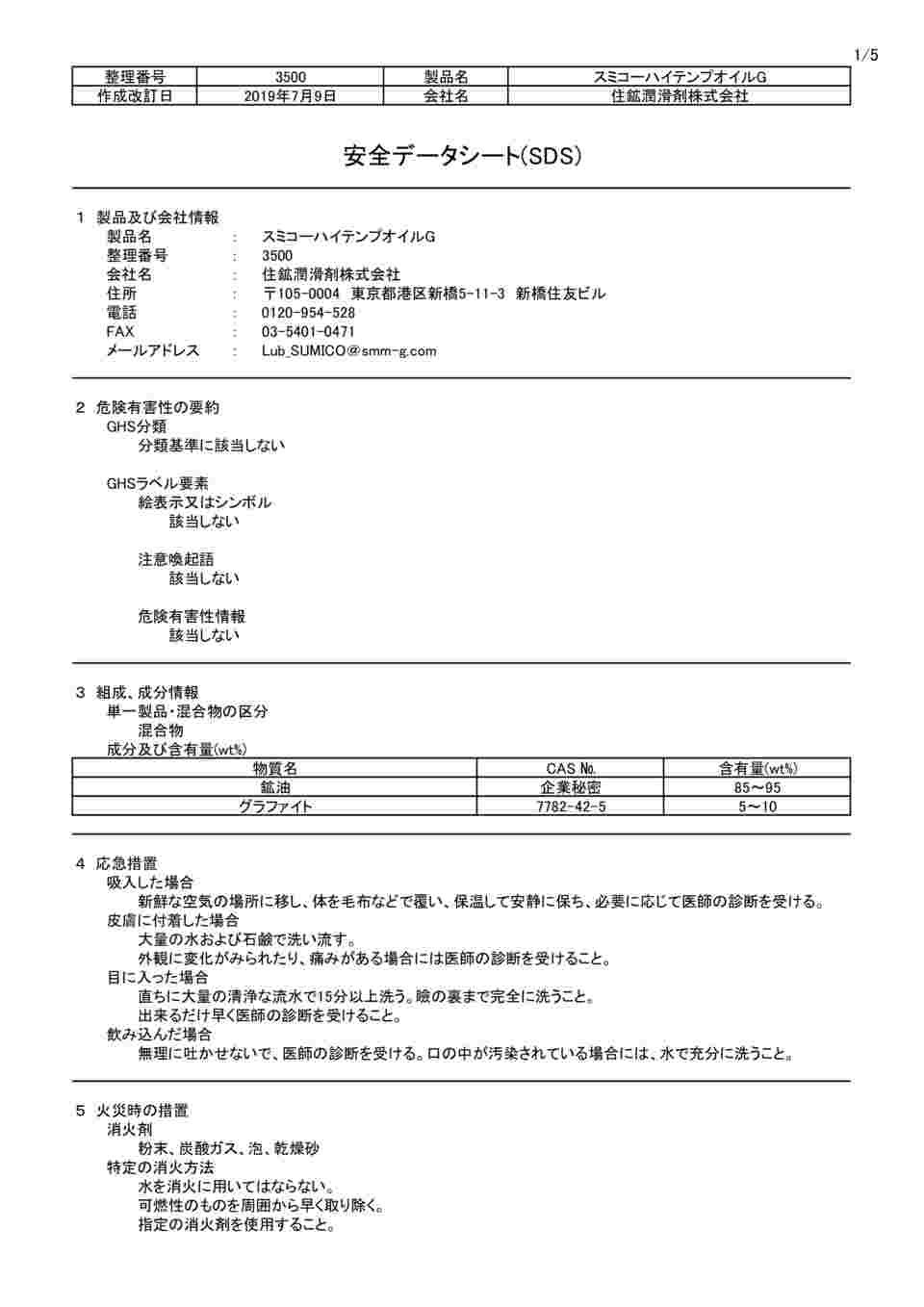 64-7144-19 オイル添加剤（高温用） スミコーハイテンプオイルG 18L