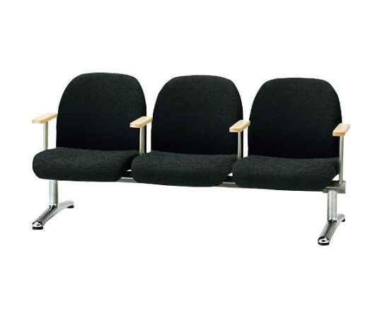 ロビーチェア　背付3人掛肘付　ノワール