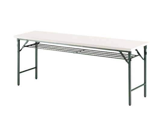 折りたたみテーブル　棚付　1800×750mm　アイボリー