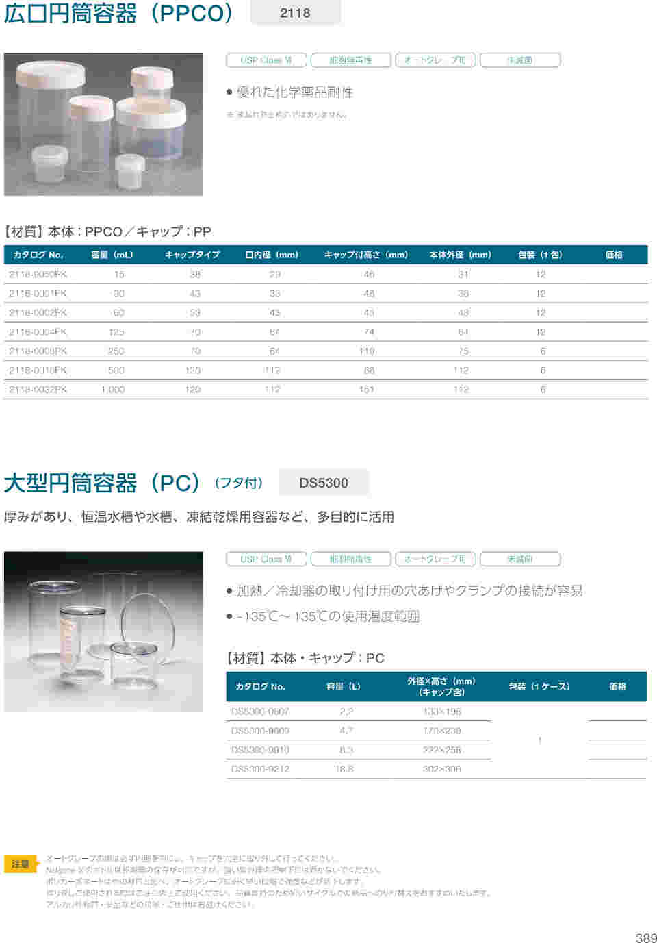 64-7656-47 広口円筒容器(PPCO) 60mL 12本入 2118-0002 【AXEL