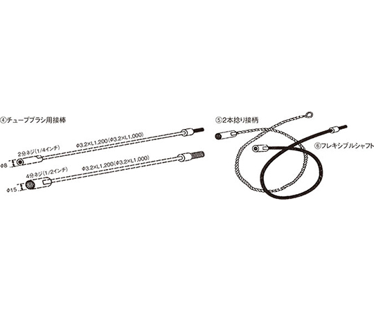 ワイヤー煙突用ブラシ専用継棒　φ3.2　全長1200mm