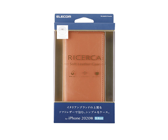 iPhone 12 mini用レザーケース 手帳型 RICERCA(Coronet) オレンジスカッシュ