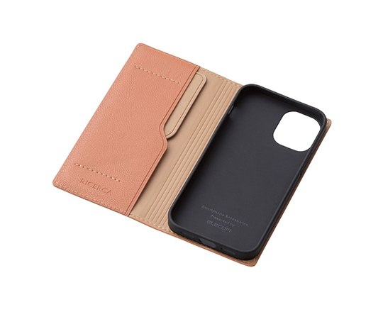 iPhone 12 mini用レザーケース 手帳型 RICERCA(Coronet) オレンジスカッシュ