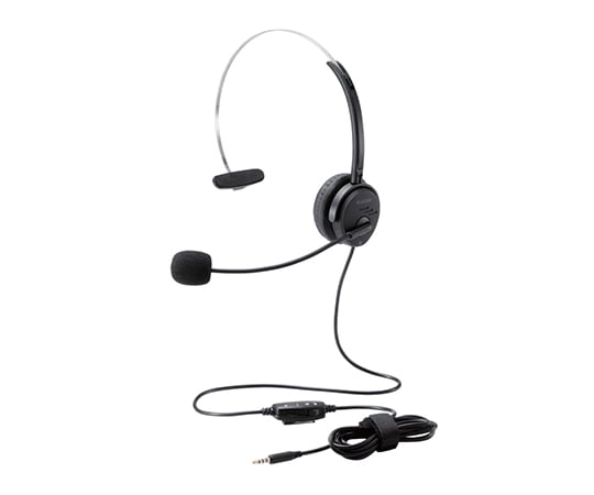 オーバーヘッドタイプヘッドセット　片耳　4極　変換ケーブル付　30mmドライバ　ブラック