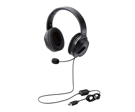 オーバーヘッドタイプヘッドセット　両耳　USB　40mmドライバ　ブラック