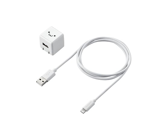 LightningAC充電器　1.0A出力　ケーブル同梱　1.0m　ホワイトフェイス