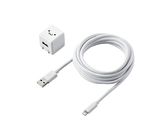 LightningAC充電器　1.0A出力　ケーブル同梱　2.5m　ホワイトフェイス