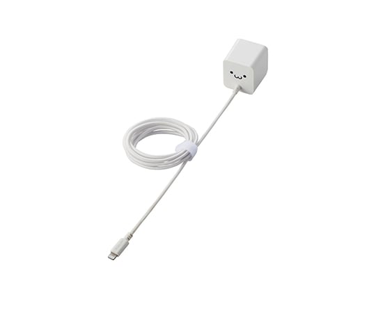 LightningAC充電器　2.4A出力　ケーブル一体　1.5m　高耐久ケーブル　ホワイトフェイス