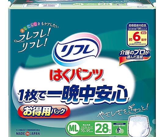 リフレ　はくパンツ　1枚で一晩中安心　お得用パック　ML　28枚×3袋
