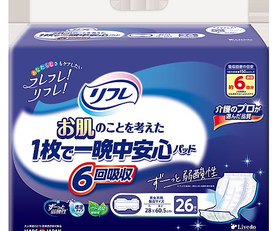 リフレ　お肌のことを考えた1枚で一晩中安心パッド　6回吸収　26枚×4袋