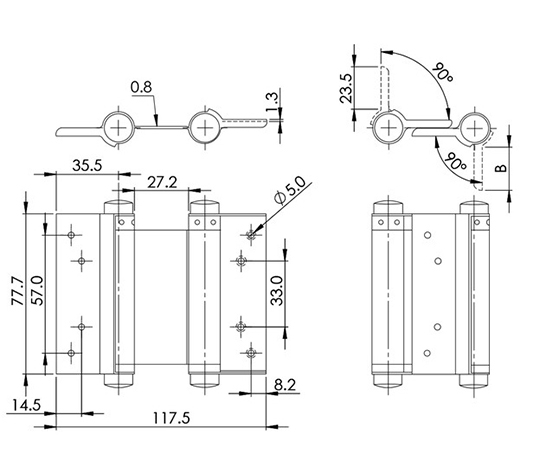 PEN　ステンレス自由丁番（両開）　76mm　26067