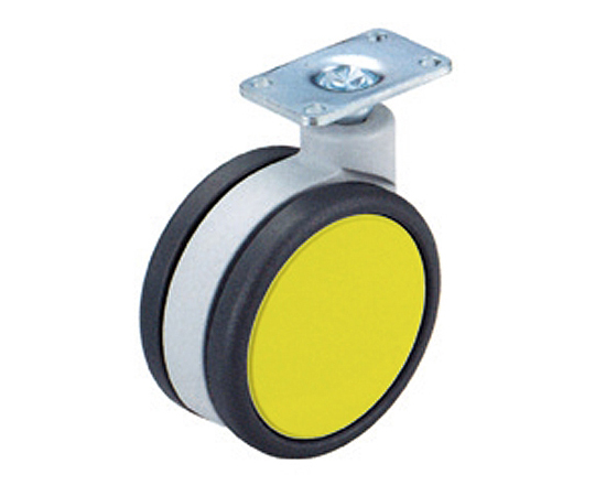 フレスコキャスター　75mm　プレート・ストップ無　イエロー