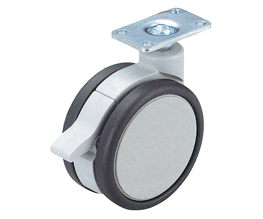 フレスコキャスター　75mm　プレート・ストップ付　グレー