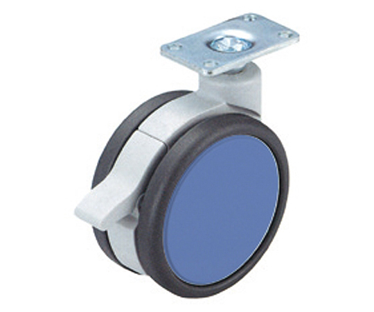 フレスコキャスター　75mm　プレート・ストップ付　ブルー