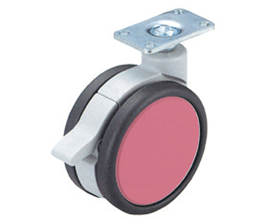 フレスコキャスター　75mm　プレート・ストップ付　ピンク