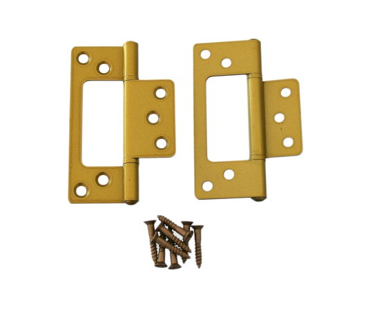 フラッシュ丁番　76mmゴールド　2枚入