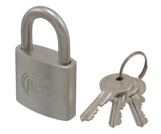 ステンレス製Wロック南京錠　40mm　3本キー