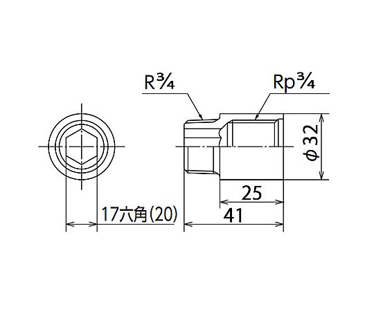 64-7855-39 呼20×25mm 持出しソケット（ステンレス製） EA469AZ