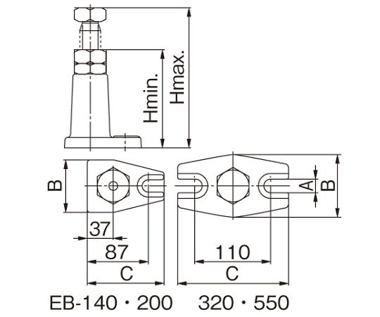 64-7904-07 320-550mm スクリュージャッキ EA637EB-550 【AXEL】 アズワン