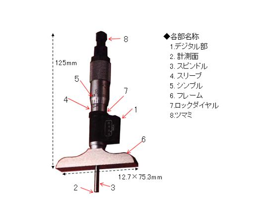 0- 75mm ﾃﾞｼﾞﾀﾙ デプスマイクロメーター　EA725FC-1