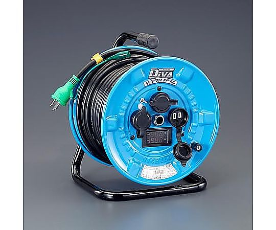 AC125V/15A/30m ｺｰﾄﾞﾘｰﾙ(電圧電流ﾒｰﾀｰ付)