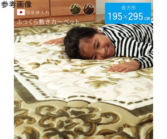国産固綿40mm使用 ラグ ふっくら極厚敷き布団 『シャルマン』 グリーン 約195×295cm