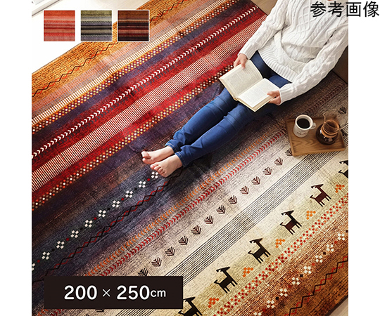ラグ　長方形　洗える　ギャベ　防音　オレンジ　約200×250cm　ホットカーペット対応　1271840203201