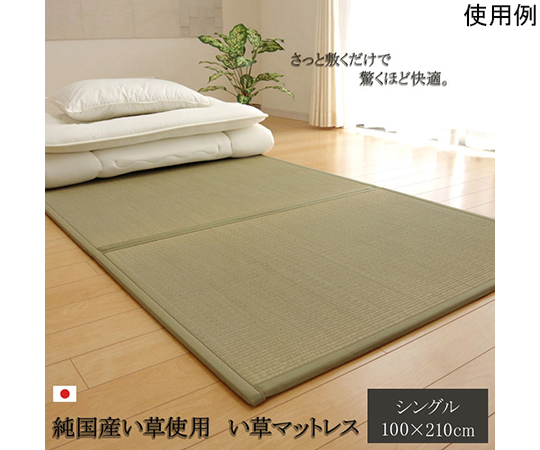 マットレス　シングル　三つ折り　い草　置き畳　国産　『い草マットレス』　約100×210cm　（裏：不織布）
