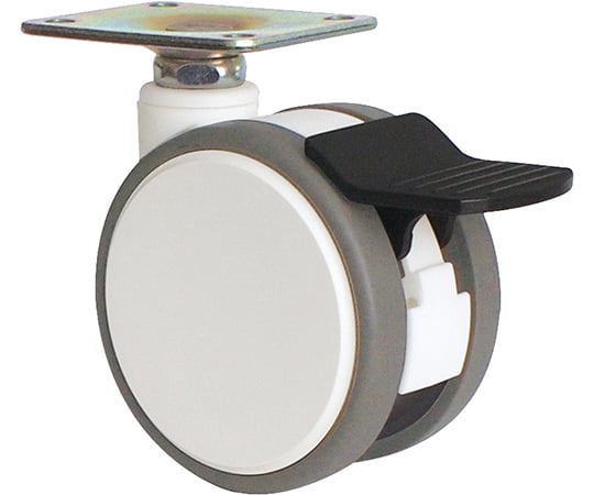 静音　双輪キャスター　φ75　自在S付　プレート式　（大）レバー