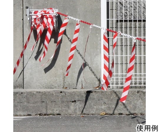 注意喚起プラチェーンリボン　バリアチェーン　レッド/ホワイト　5m