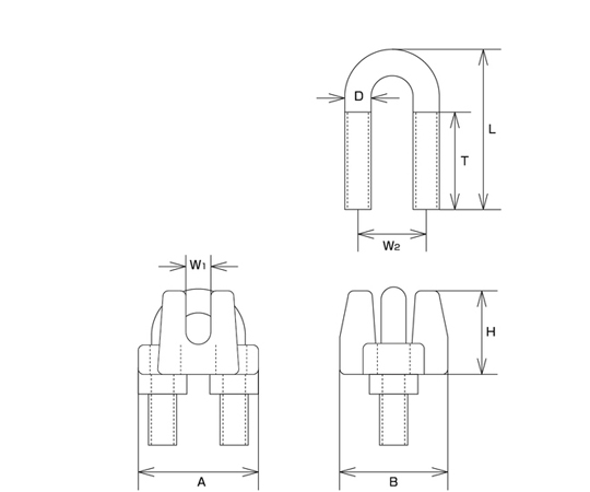 64-8395-50 ステンレス ワイヤークリップ 使用ロープ径22mm A-2479