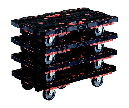 連結式樹脂製平台車 ビートル 700X450 自在3輪 コボレ止めセット とめたろう付 4台セット