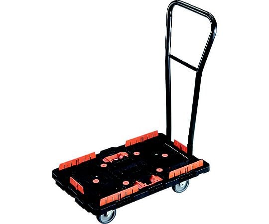 連結式樹脂製平台車 ビートル 700X450 自在3輪 脱着式ハンドル付 コボレ止めセット とめたろう付