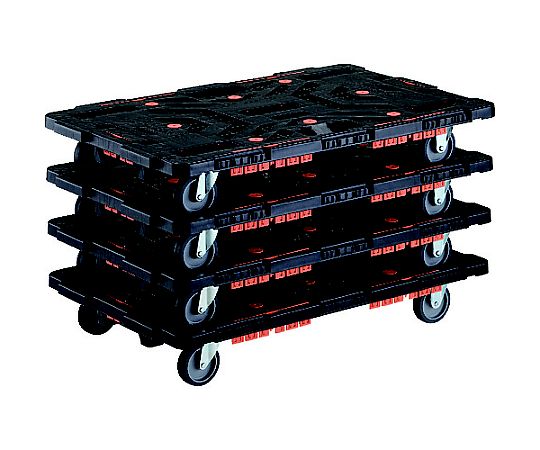 連結式樹脂製平台車 ビートル 900X600 自在3輪 コボレ止めセット付 4台セット