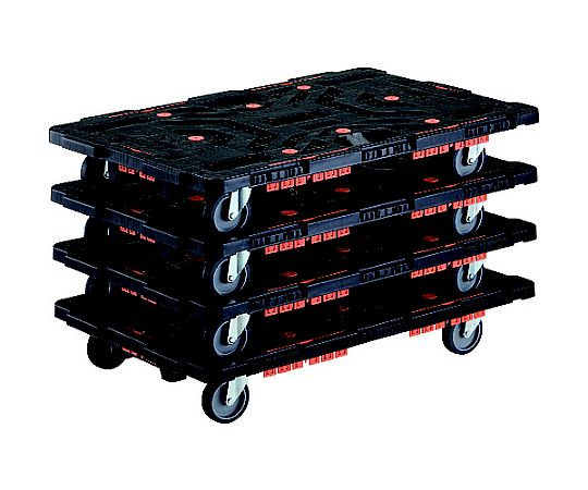 連結式樹脂製平台車 ビートル 900X600 自在5輪 コボレ止めセット付 まとめ買い4台