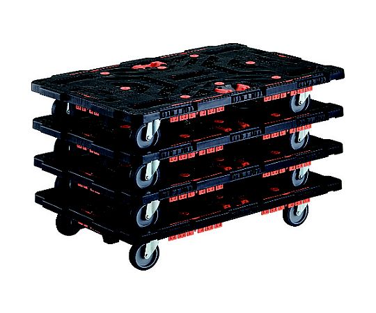 連結式樹脂製平台車 ビートル 900X600 自在5輪 コボレ止めセット とめたろう付 まとめ買い4台