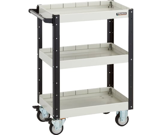 イーグルワゴン　600X400XH880　深型3段　ウレタン車輪　ホワイトブラック